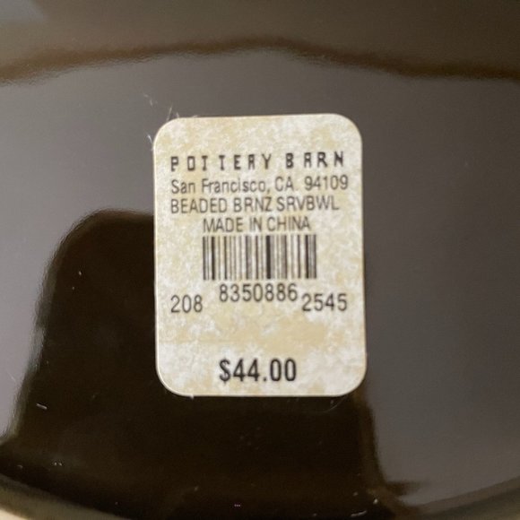 Pottery Barn Dining Pottery Barn Serving Bowl Bronze Gold Beaded